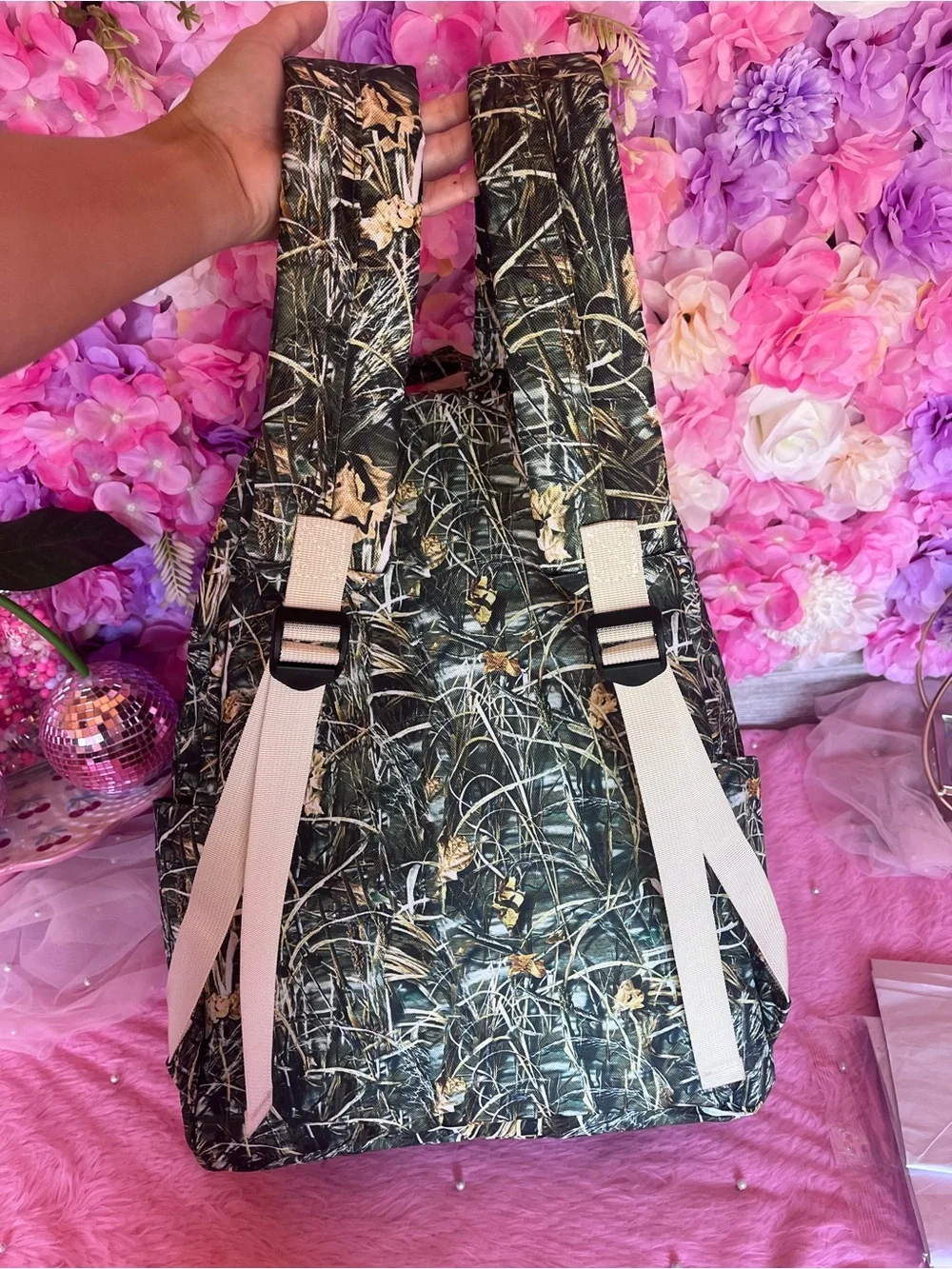 Kids Quilted Camo Print Backpack - Green
